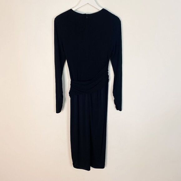 Rag & Bone Black Draped V-Neck Long Sleeve Sheath Dress - Picture 2 of 7